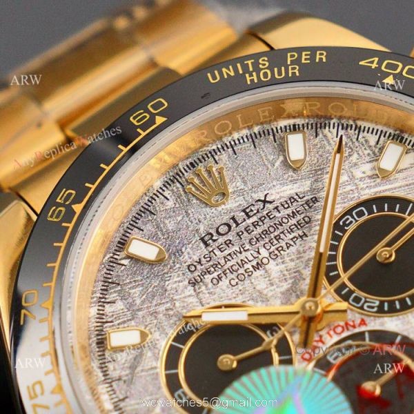 New 2021! AAA Replica Rolex Daytona Gold Meteorite Watch 43mm 4