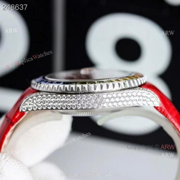 New Blaken Rolex Submariner Red Dial Rainbow Bezel Swiss Replica Watches 40mm 4
