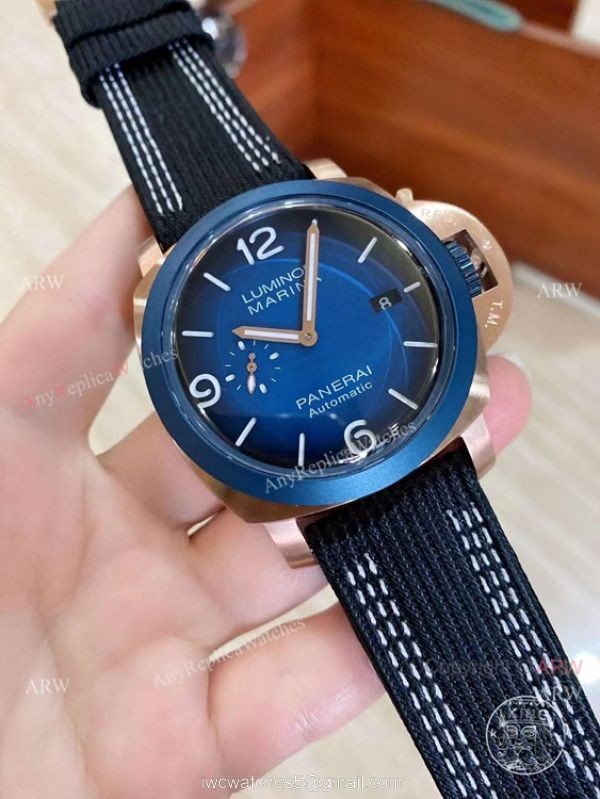 New Panerai 2021 Watches -Replica Panerai Luminor Marina 44mm Blue Dial Rubber Strap 4