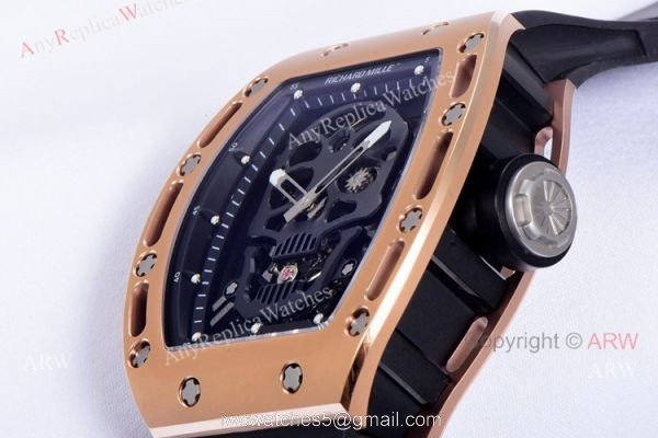 JB Factory Richard Mille RM 52-01 Skull Tourbillon Watch Rose Gold High Copy 4