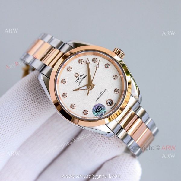 High Quality Replica Omega Constellation Two Tone Rose Gold Ladies Watch 34mm 4