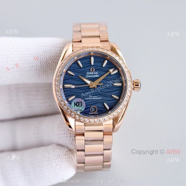 Ladies Omega Seamaster Constellation 34mm Rose Gold Diamond Watch High Copy 4