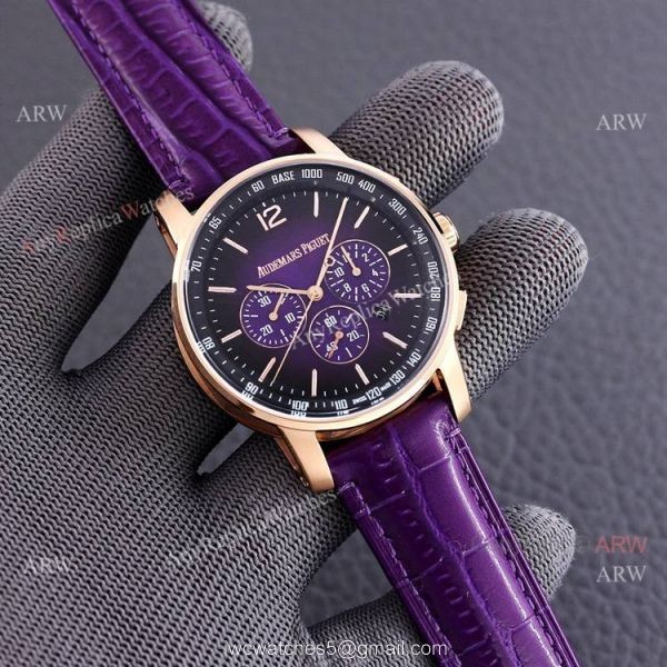 New Audemars Piguet Code 11.59 Blue Dial Blue Leather Strap Replica Watch 41mm 4