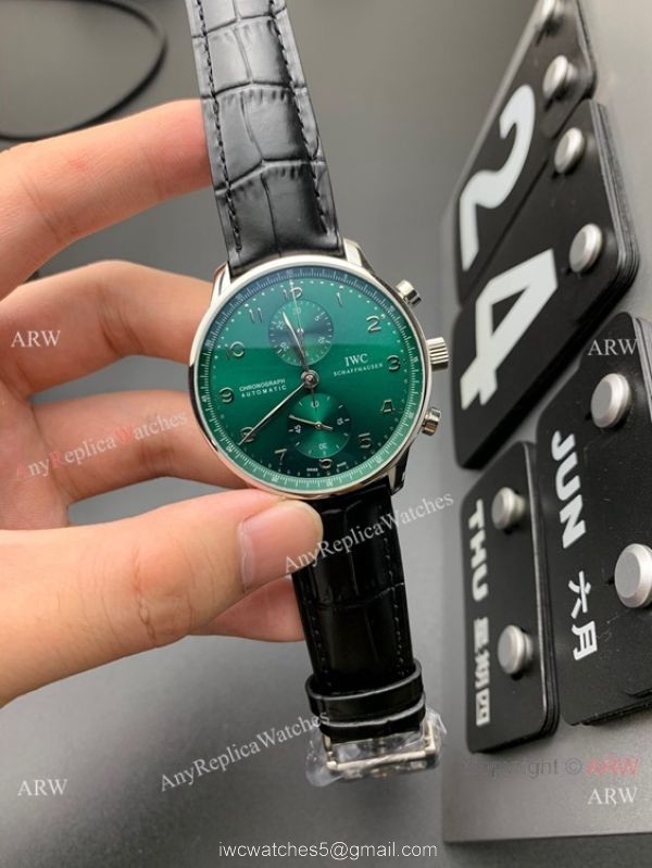 YL Fatcory Swiss Replica IWC Portugieser Green Dial 7750 Watch 4