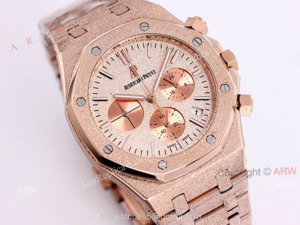 New Audemars Piguet Royal Oak Quartz Copy Watch Best AP Frosted Gold Watch 41mm 4