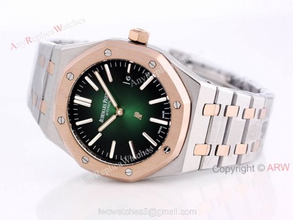New Audemars Piguet Royal Oak 41 Rose Gold Green Dial Knockoff Watch Automatic 4