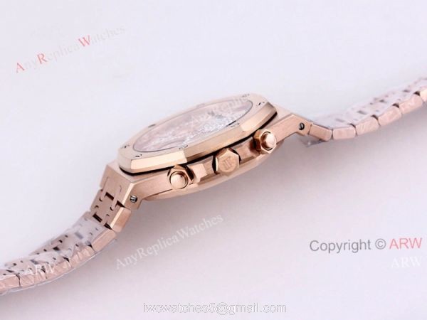 New Frosted Gold Audemars Piguet Royal Oak Rose Gold Chronograph 41mm Diamond Dial Replica Watch 4