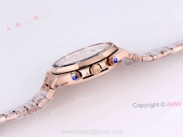 New Frosted Audemars Piguet Rose Gold Royal Oak 41mm Rainbow Diamond Watch Replica 4