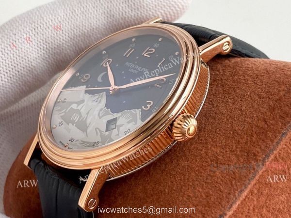 Swiss Grade Patek Philippe Classic Watch Mens Blue Dial Rose Gold Replica Watch 40mm 4