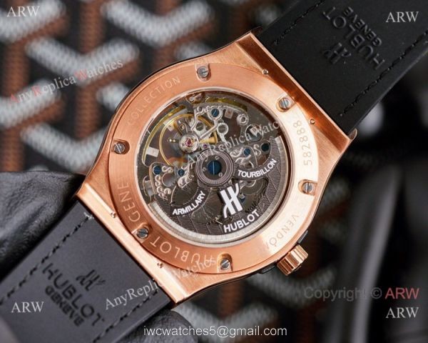 Best Quality Copy Hublot Classic Fusion Skeleton Rose Gold Watches 4