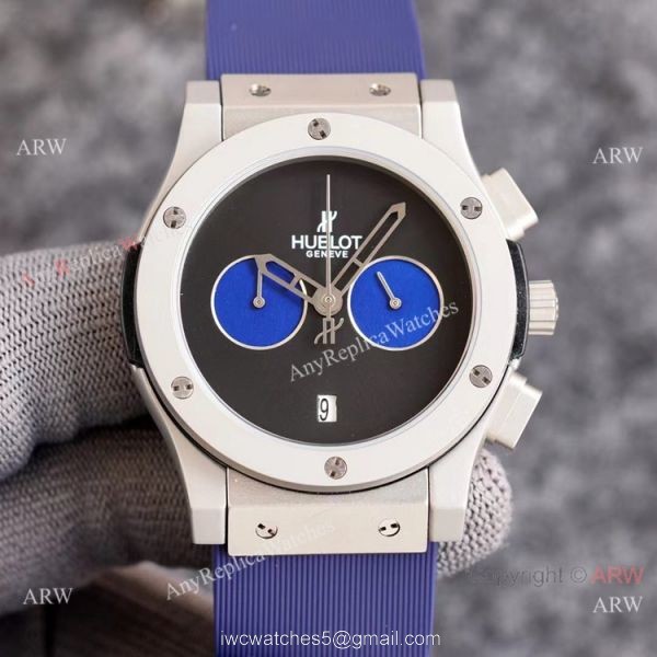 2021 New Copy Hublot Classic Fusion 43mm Watch Onyx Dial Green Subdials 4