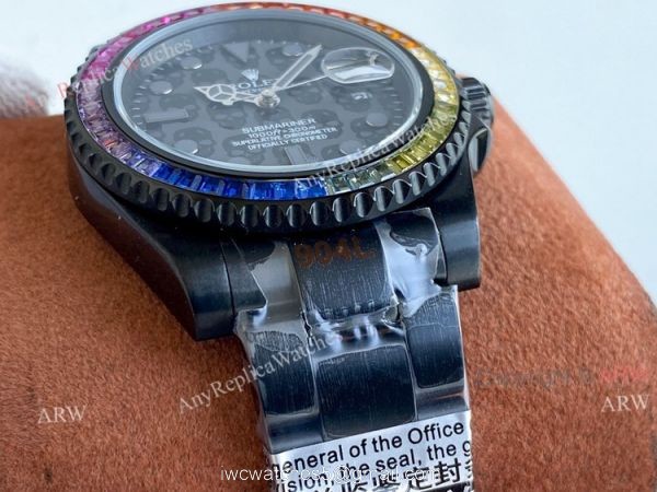 All Black Rolex Submariner Blaken Skull Watch Rainbow Diamond Bezel High Copy 4