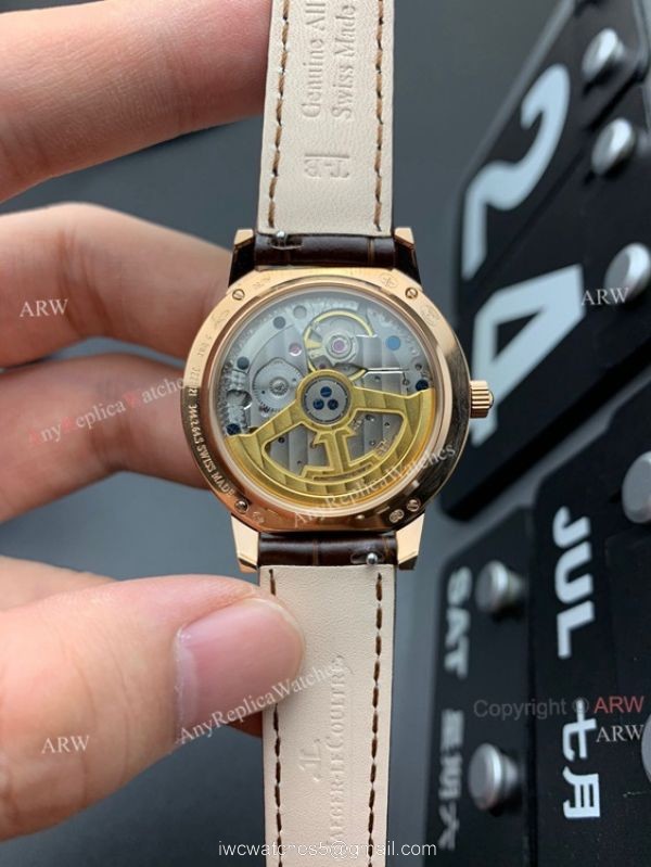 ZF Factory Replica Jaeger Lecoultre Rendez-Vous Rose Gold Watch White Face Brown Leather Strap 4