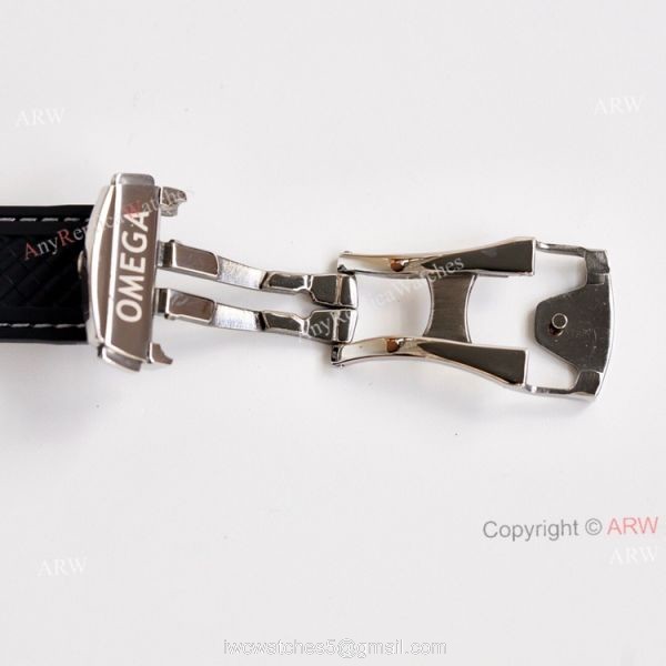 Swiss Quality Omega Aqua Terra Black Dial Black Leather Strap Copy Watch 41 4