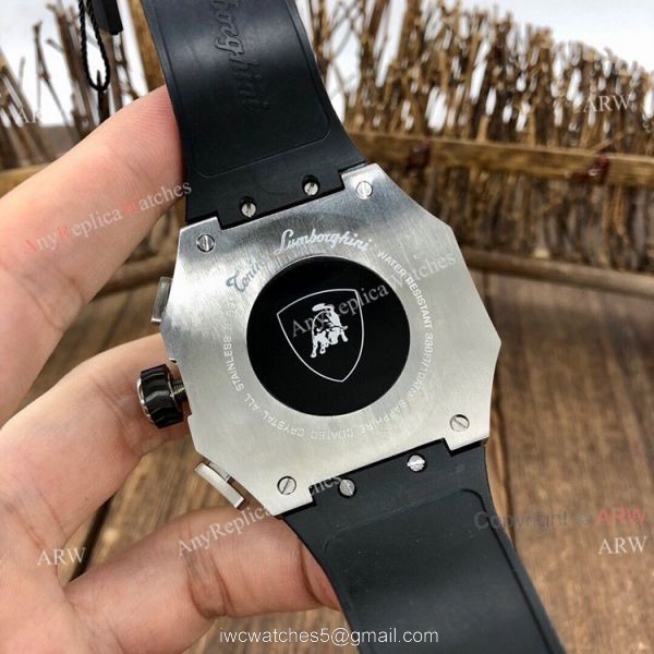 Replica Lamborghini 124bbr Spyder Quartz Watch 47mm Black Rubber Band 4