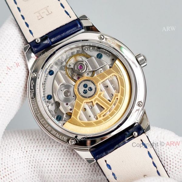 Best Copy White Face Jaeger Lecoultre Rendez-Vous Ladies Watch With Diamonds Blue Leather Strap 4