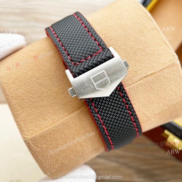 High Copy Tag Heuer Aquaracer Calibre 5 Automatic Watch 44mm White Face Black Leather Strap 4