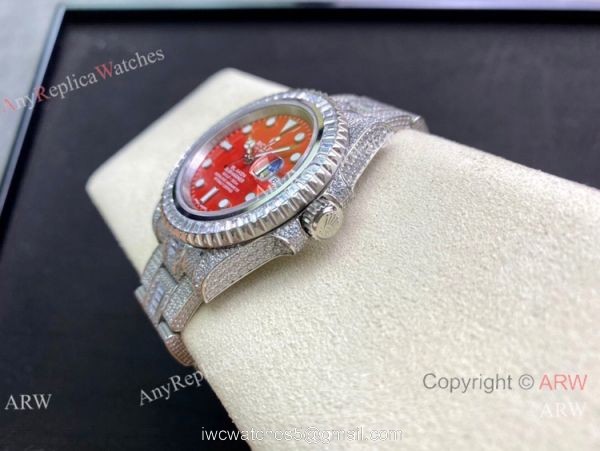 Swiss Replica Rolex BLAKEN Submariner 2836 Iced Out Watch 904L Stainless Steel Red Dial 4