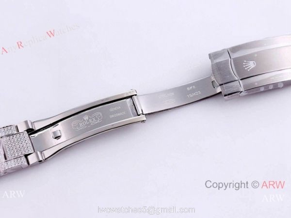 Swiss Quality Copy Rolex Iced Out Oyster Perpetual 41 Watch Candy Pink Dial Mingzhu Movement 4
