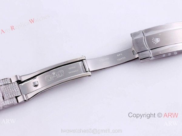 Swiss Quality Iced Out Rolex Oyster Perpetual 41 Wrist Yellow Dial Full Diamond Case 4
