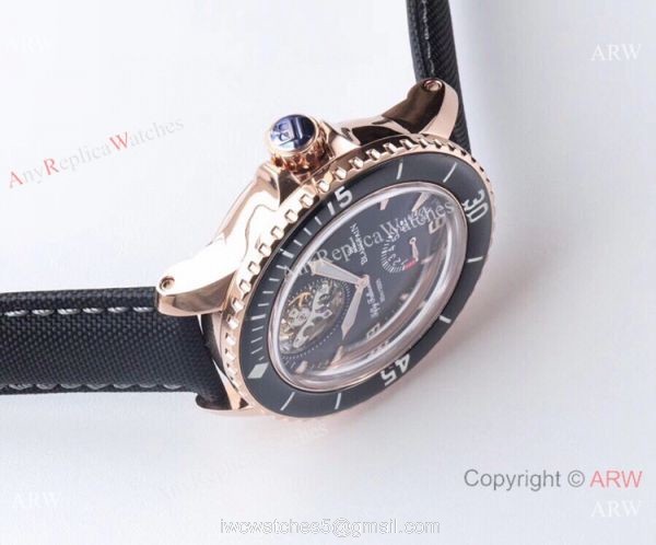 JB Factory 1:1 Blancpain Real Tourbillon Fifty Fathoms 45mm Watch Rose Gold Case 4