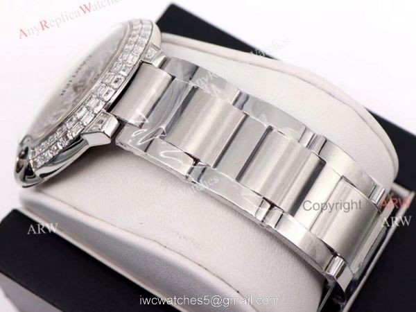 Iced Out Cartier Ballon Bleu 42mm Watch Stainless Steel Replica Watch 4