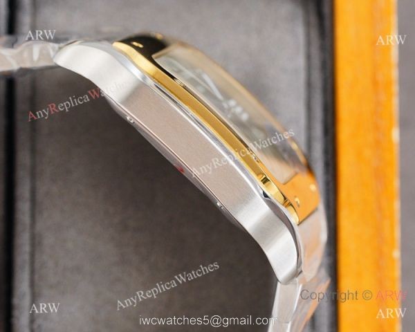 New Cartier Alberto Santos-Dumont Green Two Tone Watch Sapphire Crystal 4