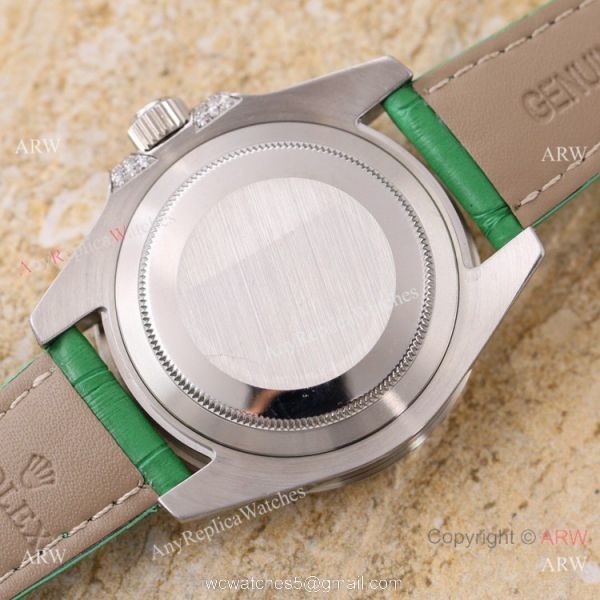 Swiss Quality Rolex Submariner Citizen 8215 Watch Green Leather Strap 4