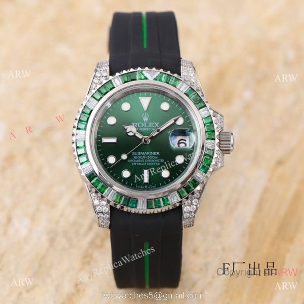 Swiss Quality Rolex Submariner Citizen 8215 Watch Black Dial Rubber B Strap 4