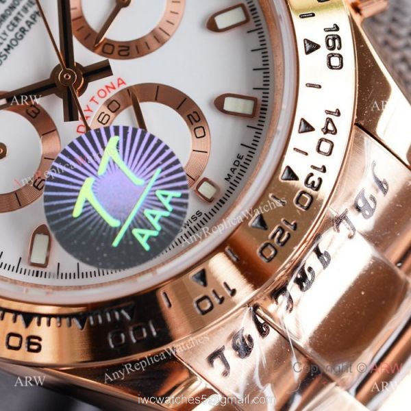 New 2021! Swiss Replica Rolex Daytona 40 Watch All Rose Gold and White Dial 4