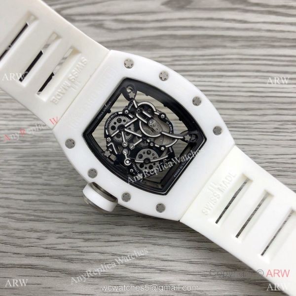 RM Factory Richard Mille RM055 White Ceramic Watch White Rubber Strap 4
