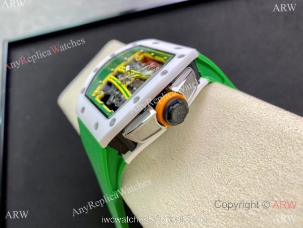 Super Clone Richard Mille Rm 59-01 Yohan Blake Tourbillon Watch White CeramicGreen Rubber Strap 4