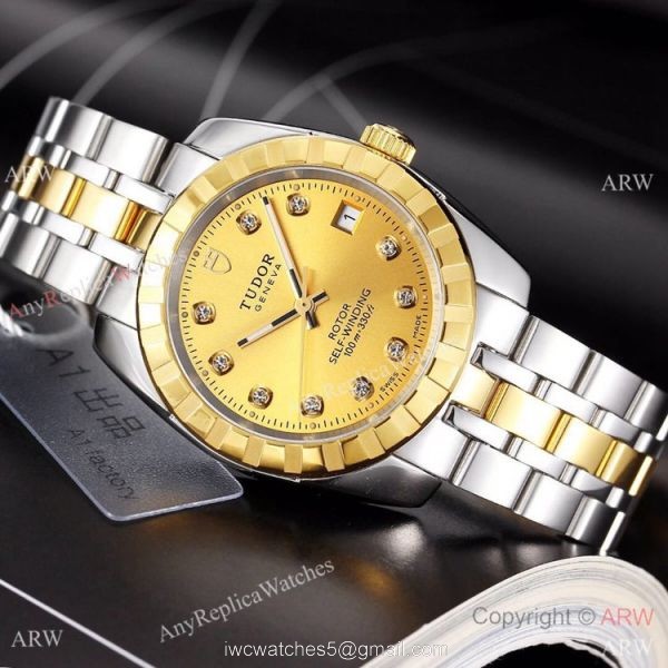 Copy TUDOR Glamour Watch Two Tone Black Watches Automatic 4