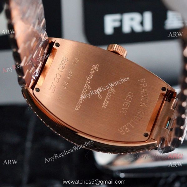 Clone Franck Muller Cintree Curvex Flying Tourbillon Watch 43mm Iced Out Rose Gold 4