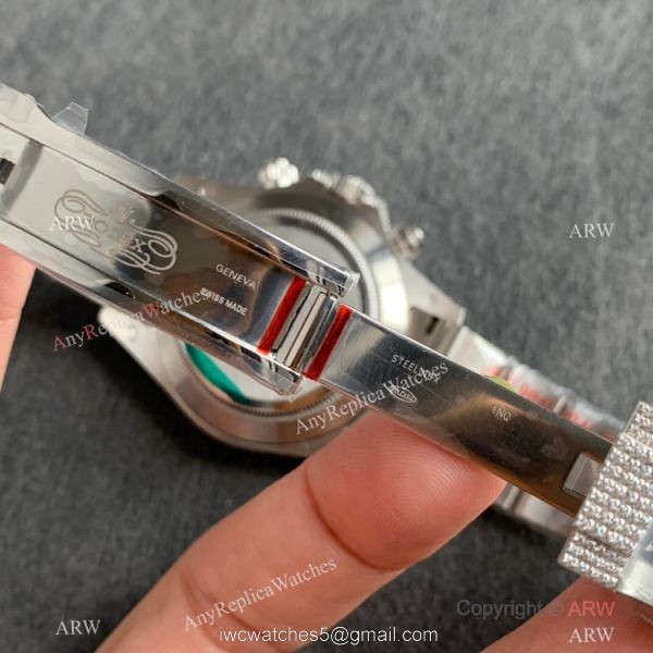 Replica Watch JVS Factory Rolex Daytona Iced out Watch Ss Arabic Scripts Markers 904L 7750 Chronograph 4