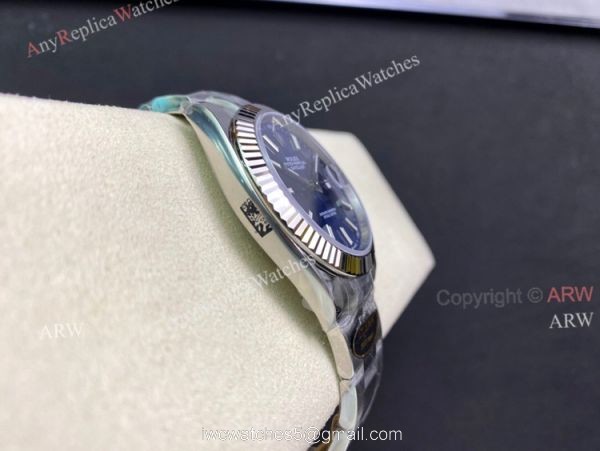 Replica Clean Factory Rolex Datejust Blue Dial 41mm Fluted Bezel Oyster Watch 4