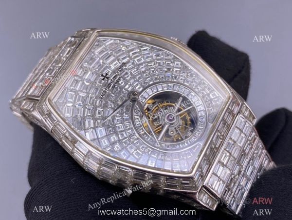 Iced Out Vacheron Constantin Malta Series P30630 Watch Full Diamond Stainless Steel Strap 4