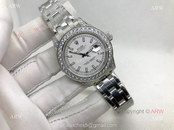 Swiss 2836 Rolex Pearlmaster Stainless Steel 34mm Replica Watch 4