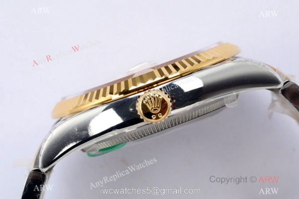 (EW)2021 New Rolex Datejust 36mm EWF 3235 Two Tone Gold Palm Dial AAA Replica 4