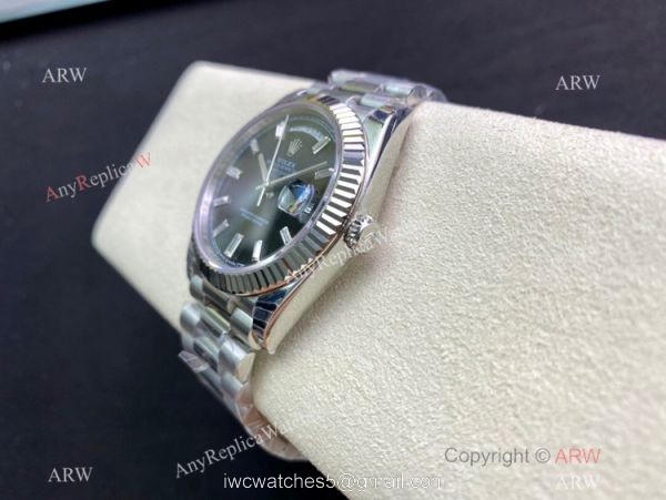 (EW)Rolex Day-Date 40mm 1:1 EWF V2 Swiss 3255 Copy Watch Diamond Markers Silver Presidential bracelet 4