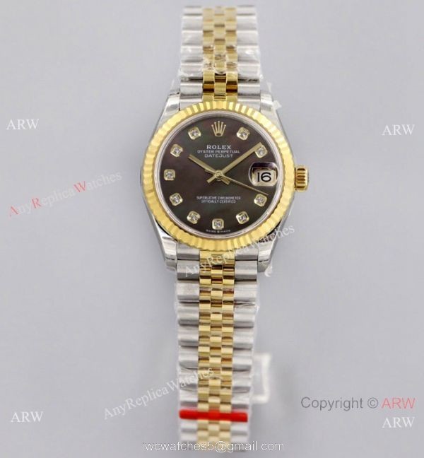 (EW)Swiss Copy Rolex 31-Datejust Jubilee Watch Diamond Markers Black MOP Dial 4