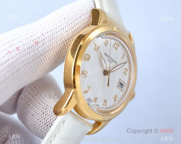 Swiss 9015 Patek Philippe Calatrava Replica Watch Yellow Gold Case 4