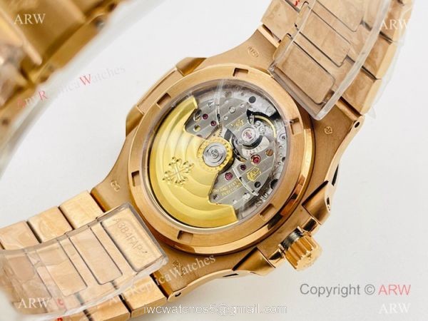 PFF Factory V4 Patek Philippe Nautilus Replica Watch Swiss 9015 Rose Gold Brown Dial 4