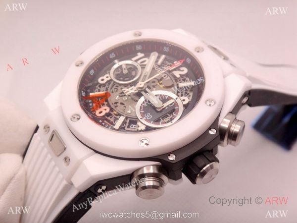 Super Clone Hublot Big Bang Unico White Ceramic Men Watch HUB1220 Movement 4