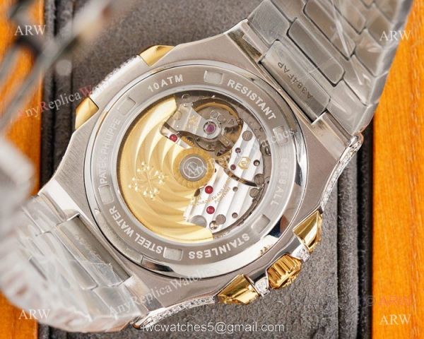 AAA Grade Copy Patek Philippe Nautilus Swiss 9015 Watch 40mm Gold Diamond Dial 2-Tone 4