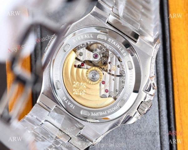 Swiss Grade One Patek Philippe Iced Out Nautilus 9015 Watch BlackSilver Diamond 4