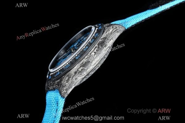 2021 New! Swiss Replica Rolex Daytona TW 7750 Watch Carbon-Lime Blue Dial 40mm 4