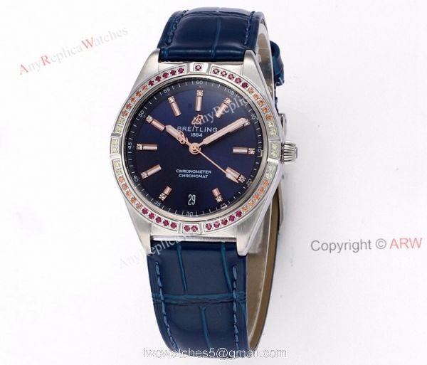 New Breitling Womens Chronomat South Sea Blue Dial Replica Watch 36mm 4