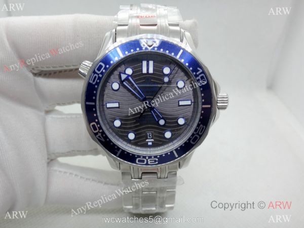 New Replica Omega Seamaster Diver 300m Watch Stainless Steel Case Blue Bezel 4
