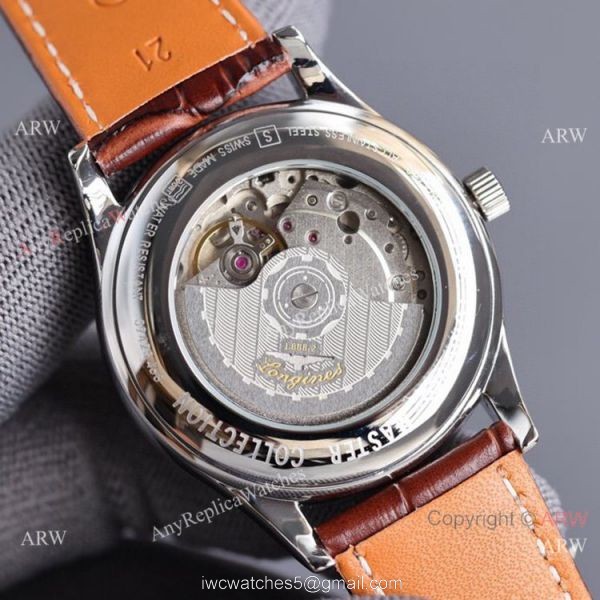 Swiss Quality Longines Master 40mm Leather Strap Arabic Numerals 8215 Movement 4